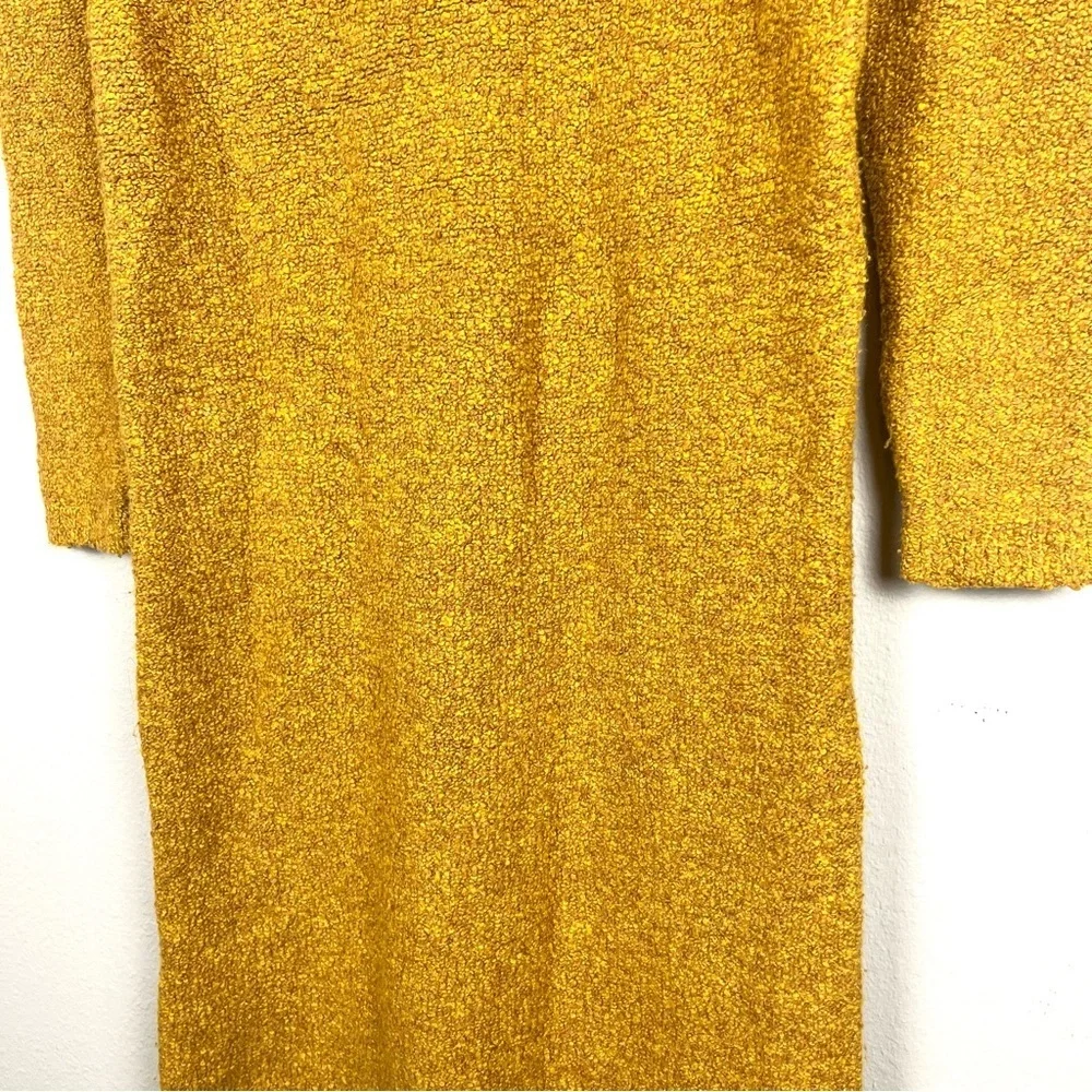 Free People Mustard Gold Boucle Mock Neck Tweedy Sweater Midi Dress